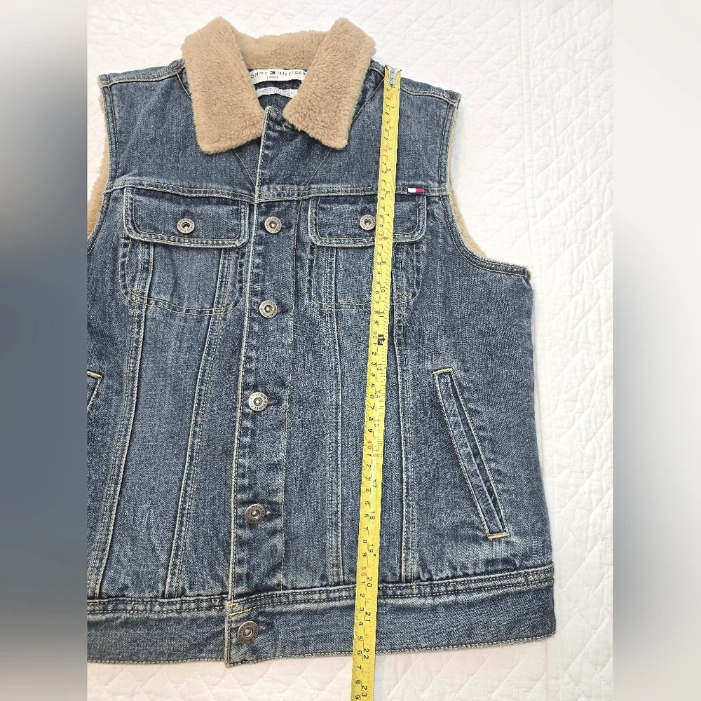 Tommy Hilfiger Y2K Sherpa-Lined Denim Vest Women's Size Large - Picture 5 of 10